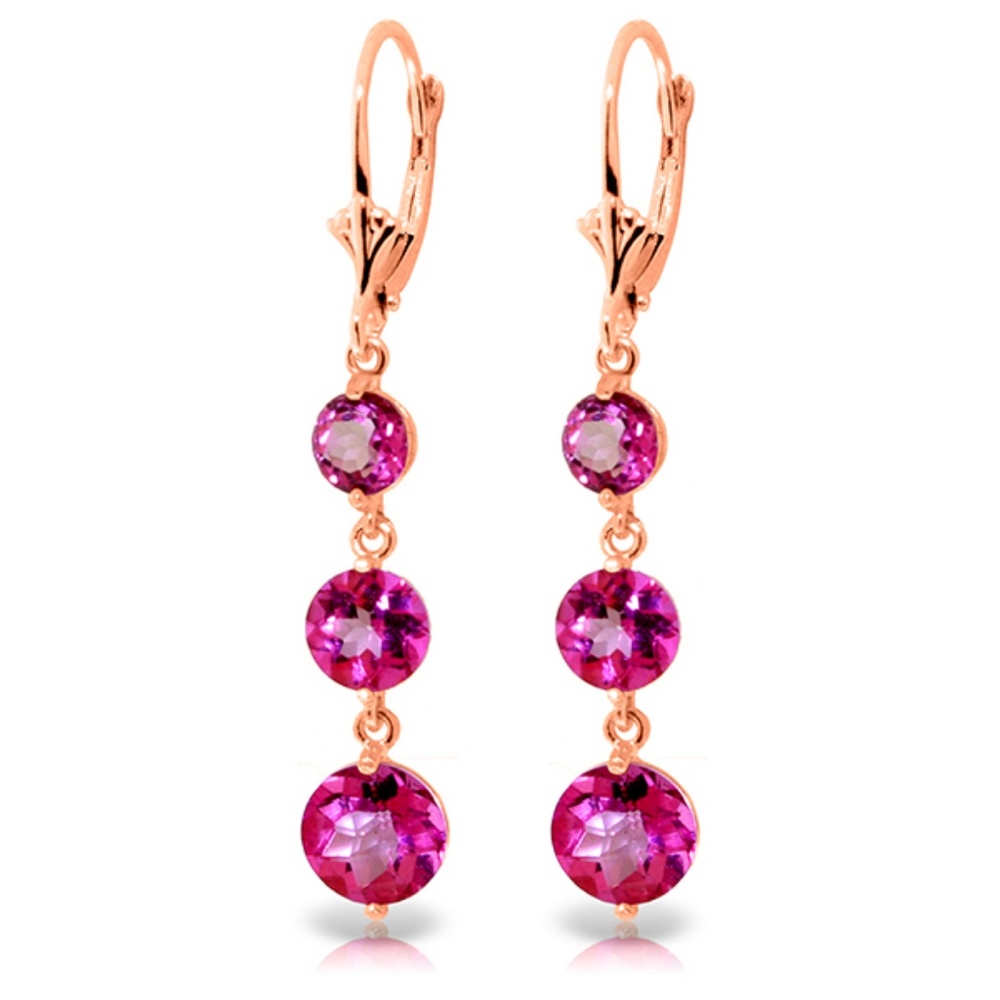 GOLD CHANDELIERS EARRING WITH PINK TOPAZ - Picture 2 of 4
